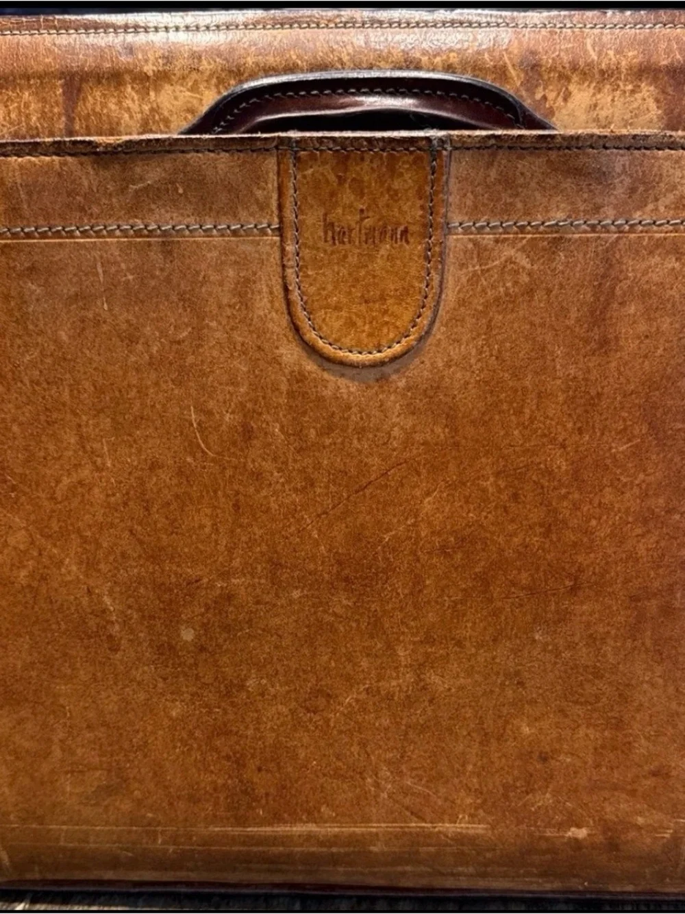 Hartmann Classic Brown Leather Briefcase with Top Handle